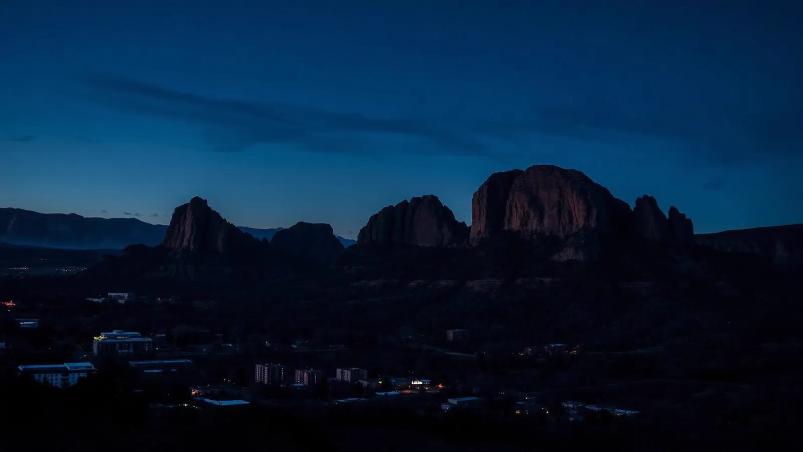 The Flatirons above Boulder, Colorado at dusk